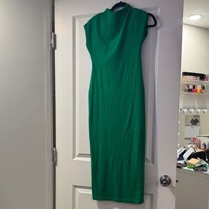 Zara Vibrant Green Fitted Midi Dress